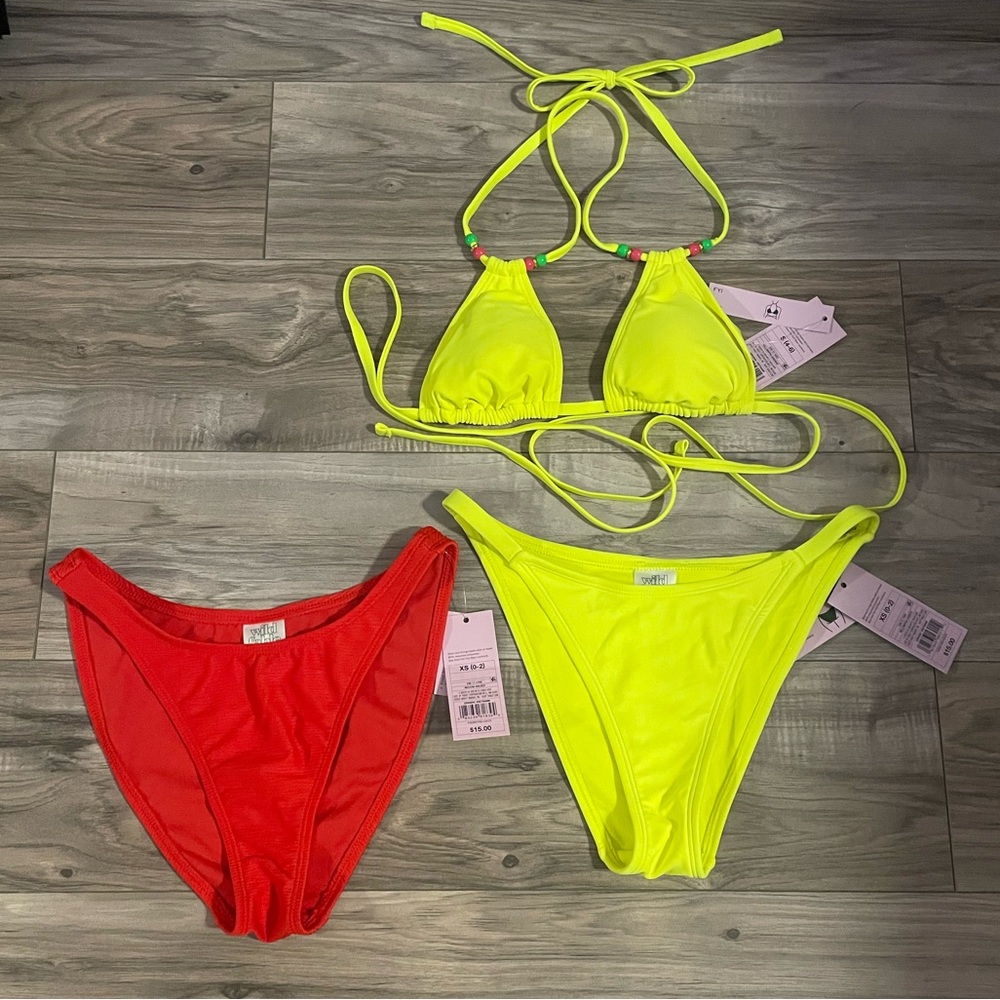 Wild Fable Neon Yellow and Red Bikini Set
